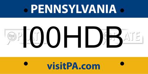 I00HDB Pennsylvania License Plate