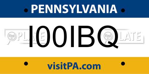 I00IBQ Pennsylvania License Plate