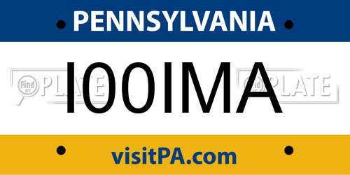 I00IMA Pennsylvania License Plate