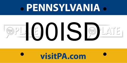 I00ISD Pennsylvania License Plate