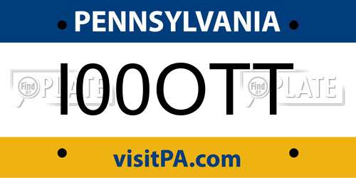 I00OTT Pennsylvania License Plate
