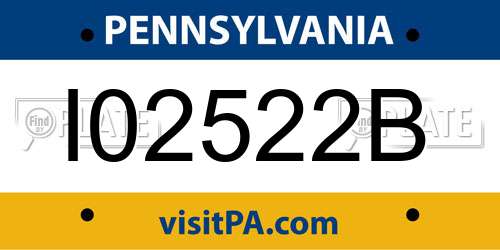 I02522B Pennsylvania License Plate
