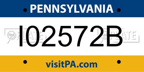 I02572B Pennsylvania License Plate