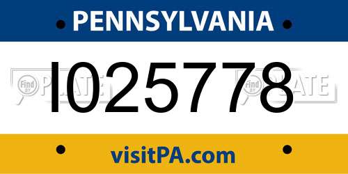 I025778 Pennsylvania License Plate
