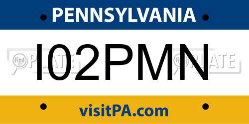 I02PMN Pennsylvania License Plate