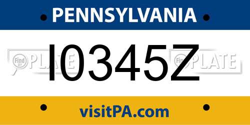 I0345Z Pennsylvania License Plate