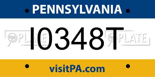 I0348T Pennsylvania License Plate