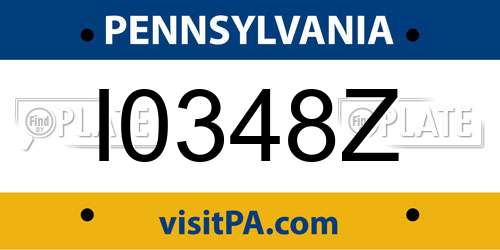 I0348Z Pennsylvania License Plate