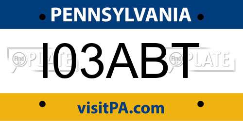 I03ABT Pennsylvania License Plate
