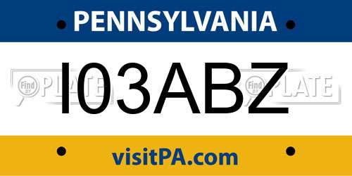 I03ABZ Pennsylvania License Plate