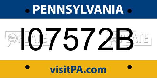 I07572B Pennsylvania License Plate