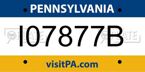 I07877B Pennsylvania License Plate