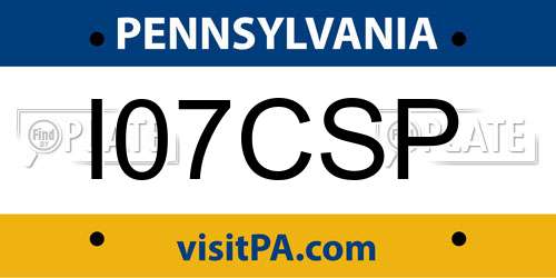 I07CSP Pennsylvania License Plate