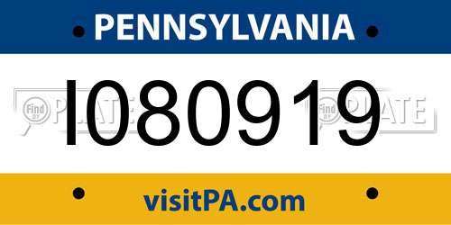 I080919 Pennsylvania License Plate