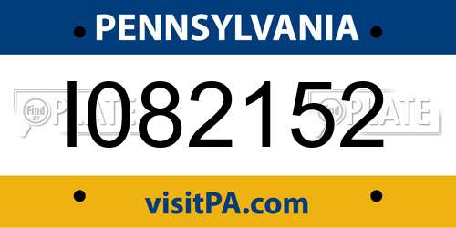 I082152 Pennsylvania License Plate