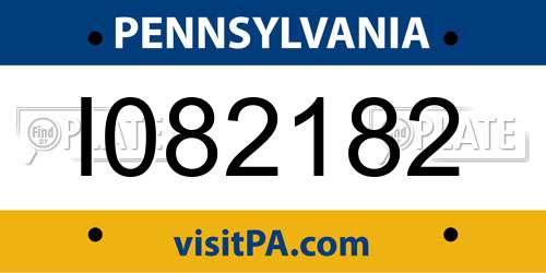 I082182 Pennsylvania License Plate