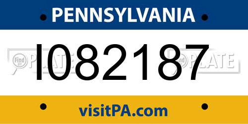 I082187 Pennsylvania License Plate
