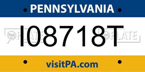 I08718T Pennsylvania License Plate