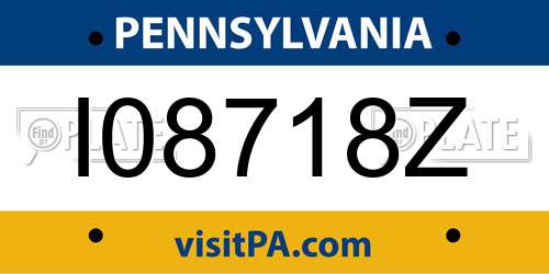 I08718Z Pennsylvania License Plate