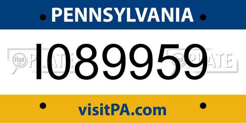 I089959 Pennsylvania License Plate
