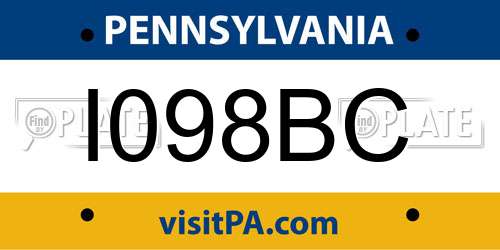 I098BC Pennsylvania License Plate