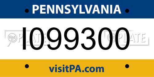 I099300 Pennsylvania License Plate