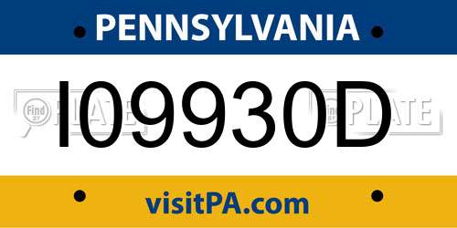 I09930D Pennsylvania License Plate
