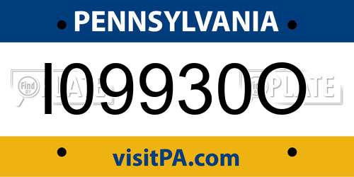 I09930O Pennsylvania License Plate