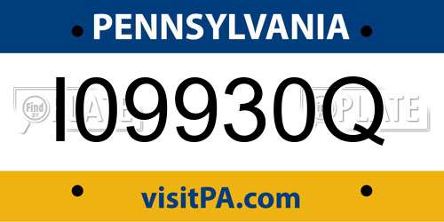 I09930Q Pennsylvania License Plate