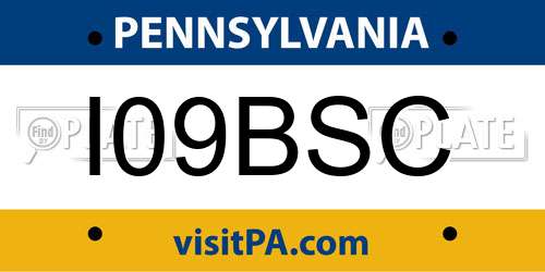 I09BSC Pennsylvania License Plate