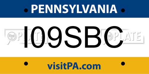 I09SBC Pennsylvania License Plate