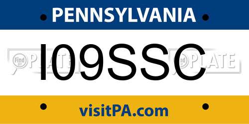 I09SSC Pennsylvania License Plate