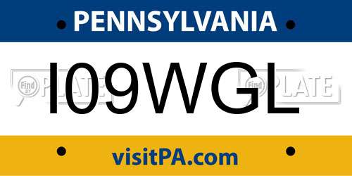 I09WGL Pennsylvania License Plate