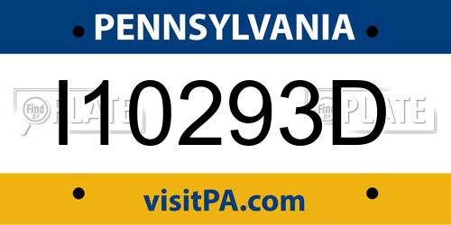 I10293D Pennsylvania License Plate