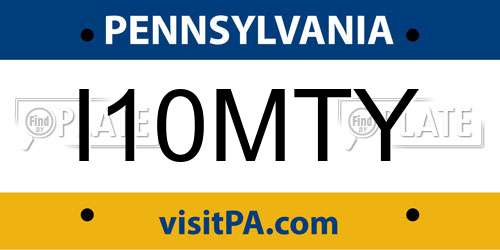 I10MTY Pennsylvania License Plate