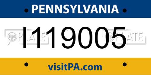 I119005 Pennsylvania License Plate