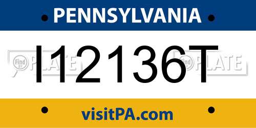 I12136T Pennsylvania License Plate