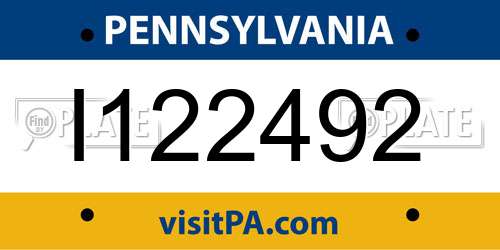 I122492 Pennsylvania License Plate
