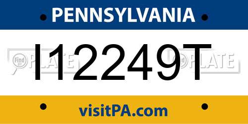 I12249T Pennsylvania License Plate
