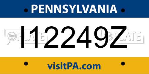 I12249Z Pennsylvania License Plate