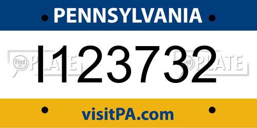 I123732 Pennsylvania License Plate