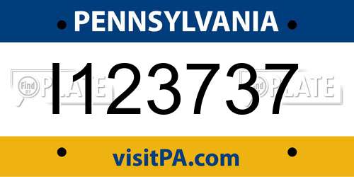 I123737 Pennsylvania License Plate