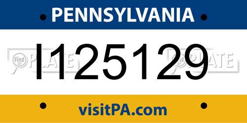 I125129 Pennsylvania License Plate