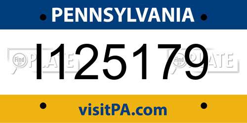 I125179 Pennsylvania License Plate