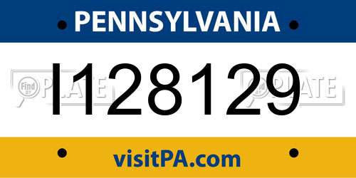 I128129 Pennsylvania License Plate