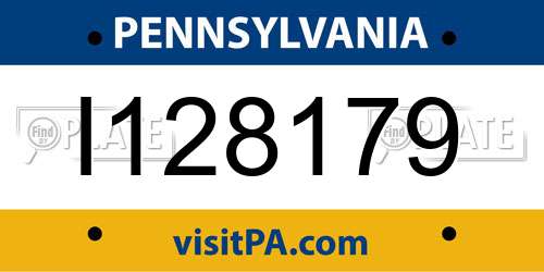 I128179 Pennsylvania License Plate