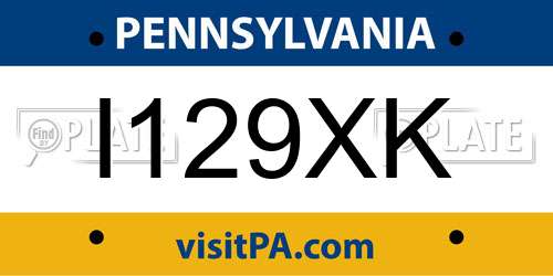 I129XK Pennsylvania License Plate