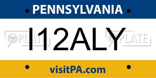 I12ALY Pennsylvania License Plate