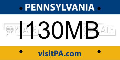 I130MB Pennsylvania License Plate