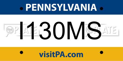 I130MS Pennsylvania License Plate